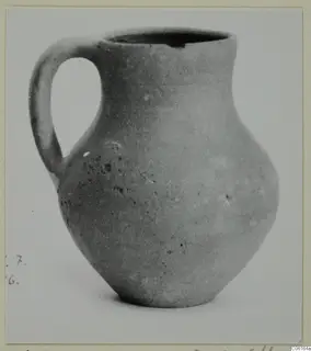 Pottery jug with a single strap handle and rounded body, from Vouni