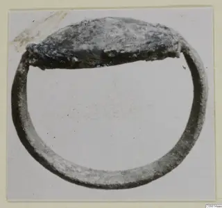 Ring of corroded metal with a flat oval bezel at the top, find from Vouni