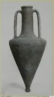 Pottery Plain White VII, a two-handled amphora with a narrow neck and pointed base, shown upright against a plain background.