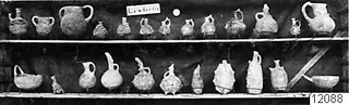 Shelves of pottery jugs and juglets from Lambertis