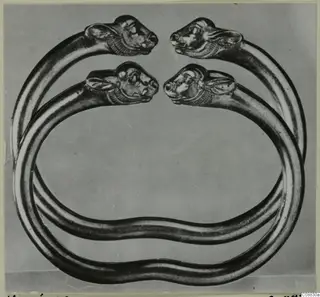 Two gold bangles with animal-head terminals, from Vouni