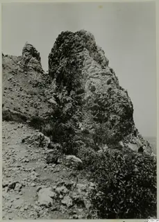 Rocky outcrop with scrub on a mountainside in the Kyrenia Mountains
