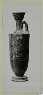 Single-handled pottery vessel with a flared mouth, a narrow neck and painted bands on the body
