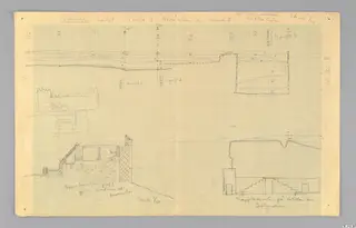 Field drawing of profile 4 at Nitovikla, showing a long section, a wall reconstruction and a stepped section