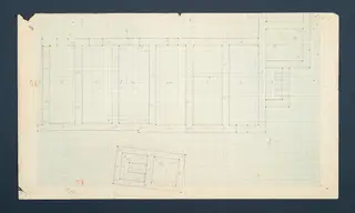Plan of Vouni, one of eight parts, drawn in pencil on graph paper at scale 1:100