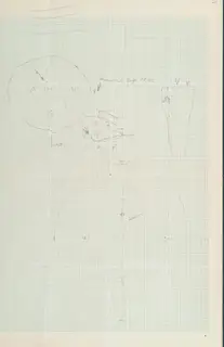 Field drawing of a well at Vouni: circular plan, sections and measurements in pencil on graph paper.