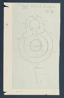 Field drawing of the cistern opening at Vouni, Room 7, in pencil on squared paper