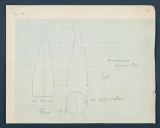 Field drawing of the well in room 7 at Vouni, showing two tapering shaft outlines and a circular plan in pencil on grid paper.
