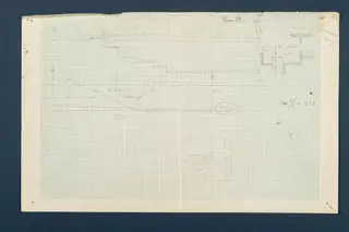 Field drawing of a stair profile from former Room 34 at Vouni, pencilled on squared graph paper.
