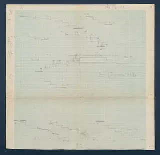 Field drawing of staircase profiles at Vouni, drawn in pencil on squared graph paper