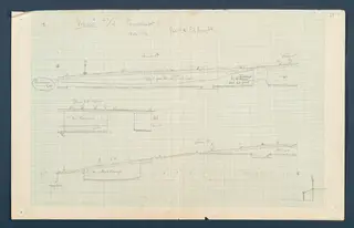 Field drawing of a profile of test trench 1 at Vouni, scale 1:50, pencil on squared paper.