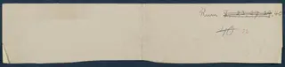 Narrow beige paper strip with handwritten room numbers, some crossed out, not an angle profile drawing