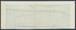 Field drawing of a profile section through Room 44 (formerly Room 11) at Vouni, drawn in pencil on squared paper.