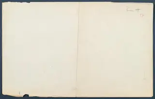 Reverse side of a field drawing sheet from Vouni, blank apart from pencil and coloured notes in the corner