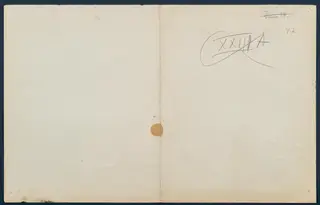 Back of a field drawing sheet with handwritten pencil and ink notes in the upper right corner.