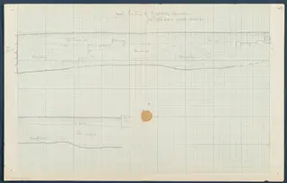 Field drawing of a soil section under the floor of Room 47 at Vouni, scale 1:20, showing layers and stones.