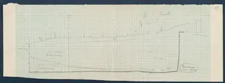 Field drawing of Room 89 at Vouni: pencil profile on squared paper, with handwritten notes.