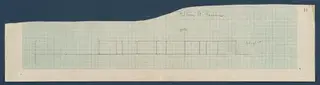 Field drawing of the facade of Room 51 (formerly Room 17) at Vouni, in pencil on squared paper