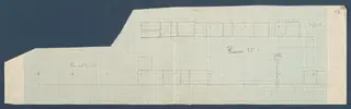 Field drawing of the facade of Room 52 (formerly Room 35) at Vouni, pencil on squared graph paper.