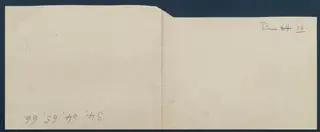 Reverse side of a field drawing sheet for Room 57 at Vouni, with handwritten room numbers in the top right corner.