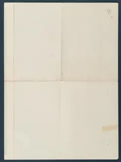 Back of a folded field drawing sheet, blank apart from marks in the top right corner.