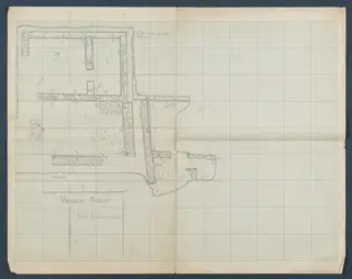 Plan of the Herakles Temple at Vouni, pencil field drawing on squared paper with a scale bar