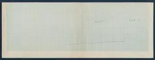 Base drawing for section VII at Vouni: a pencil profile line on squared grid paper with handwritten labels