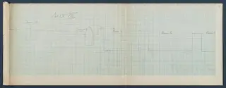 Field drawing of section VIII at Vouni: a pencil profile of rooms on grid paper