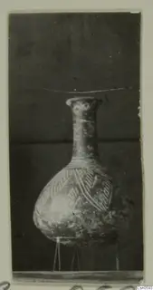 Pot with a long neck and geometric pattern on the body, from Cyprus.
