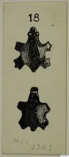 Ink drawing of two small lobed objects on a card, recorded as alabaster vases from Cyprus