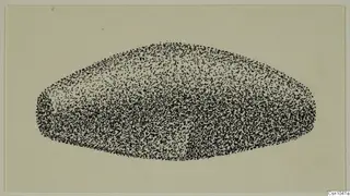 Stippled drawing of a single oval, dome-shaped small find on cream paper