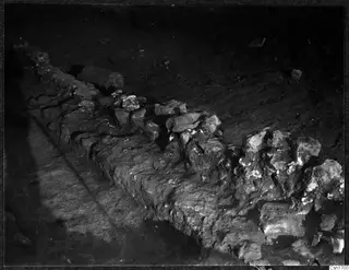 Finds in situ among stone footings during excavation at Cholades, Soli.
