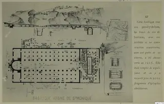 Plan and section drawings of the basilica next to Ste Monique at Carthage, on a printed plate