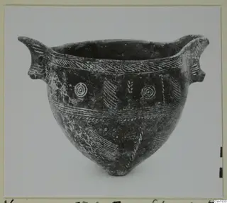 Pottery Red Polished I bowl from Vounous with two high handles and light-coloured decoration