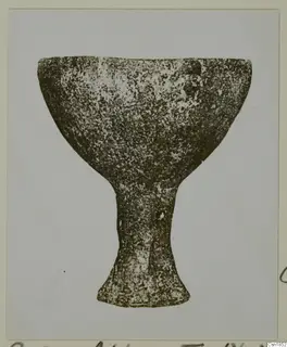 Red Polished I bowl, a footed bowl with a wide cup on a narrow stem, shown on a card mount.