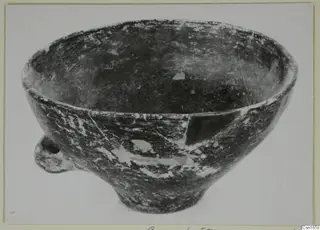 Red Polished I bowl from Vounous with a small lug handle on one side