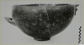 Pottery bowl with two handles and a ring foot, from Vounous