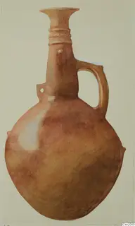 Watercolour drawing of a Red Polished II jug with a single loop handle