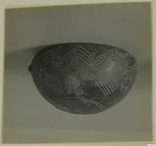 Pottery Red Polished II bowl with incised zigzag and hatched decoration