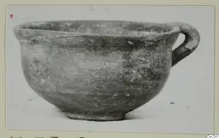 Pottery cup with one handle from Marion, shown in side view