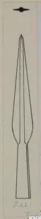 Drawing of an iron spearhead with a long tapering blade and a narrow socket