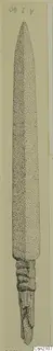 Drawing of an iron weapon with a long pointed blade and a wrapped hilt, from Amathus tombs 1-9