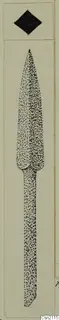 Stippled drawing of an iron weapon: a long pointed blade with a narrow tang, from Ayia Irini