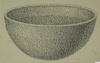 Stippled drawing of a wide, deep bowl with its rim shown as an ellipse, from Amathus