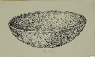 Stippled pen drawing of a shallow, wide bowl