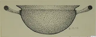 Stippled drawing of a bowl with two horizontal handles, from Amathus