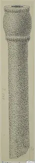 Stippled drawing of a bronze mounting fragment from Idalion, tall and cylindrical with a collar near the top