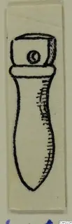 Drawing of a pendant with a small round eye at the top, tapering to a point at the bottom.