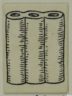 Field drawing of three joined cylindrical objects with round openings at the top, from Amathus 12.