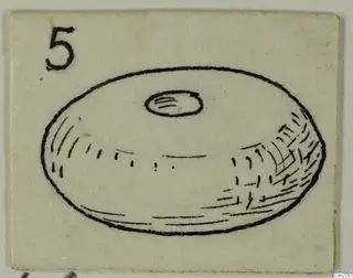 Line drawing of a flattened ring with a central hole, shown on a small card with a number label.